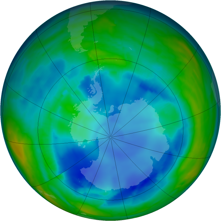 Antarctic ozone map for 12 August 2008